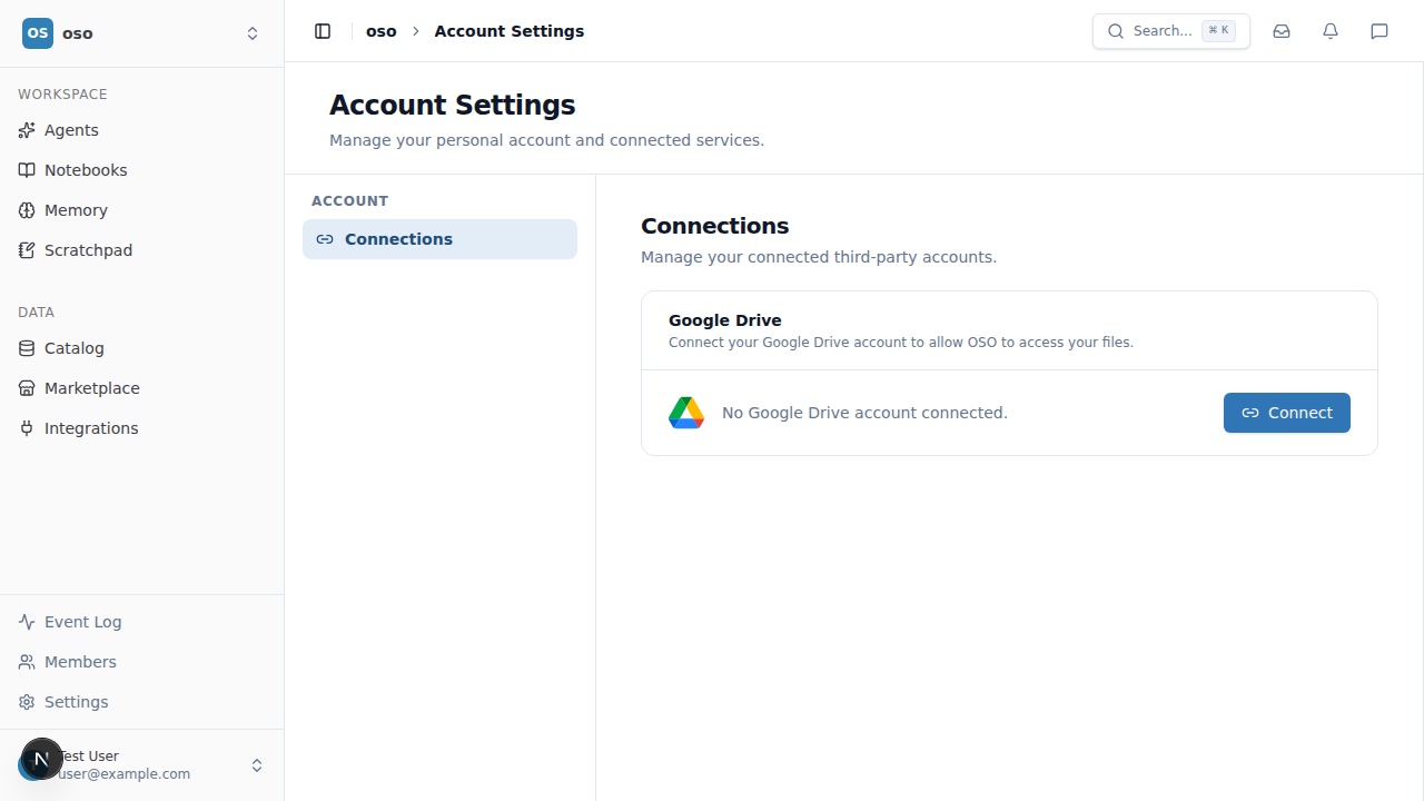 Account Settings connections