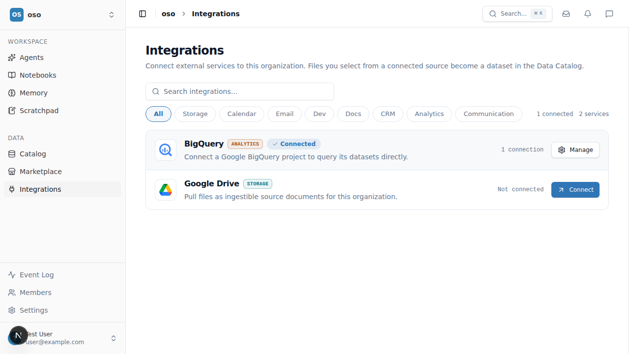BigQuery connected