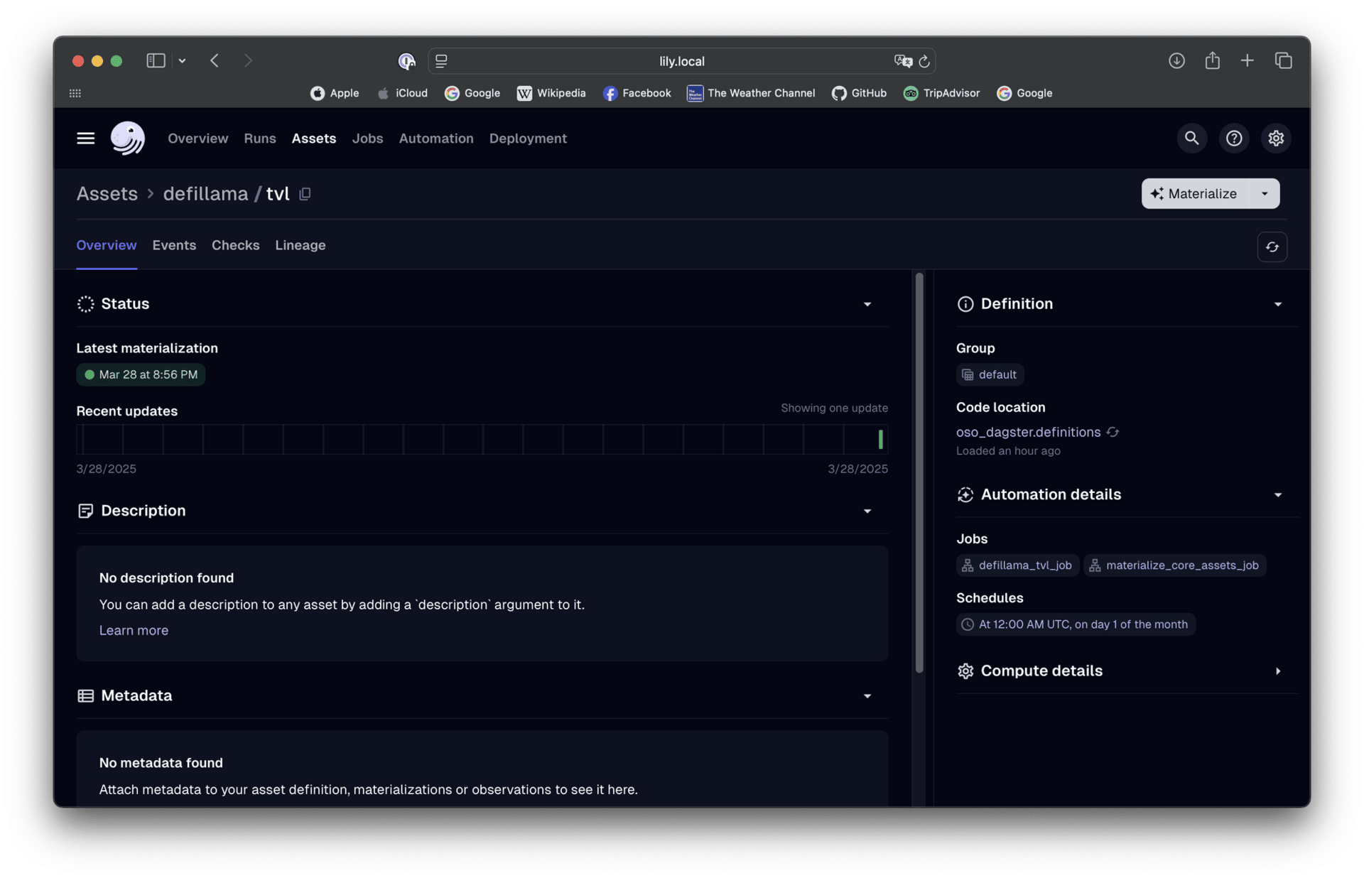 Dagster DefiLlama Asset