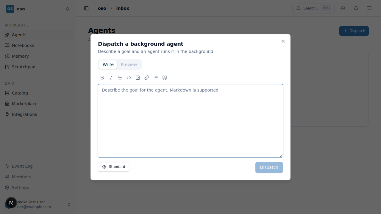 Dispatch a background agent dialog