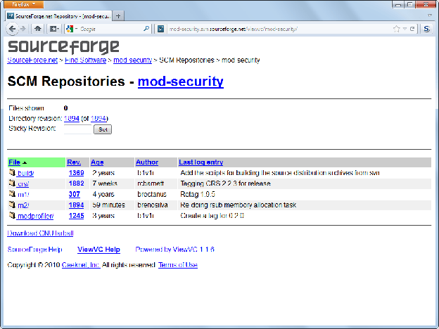 sourceforge-tarballs